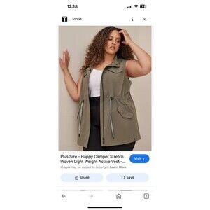TORRID Happy Camper Stretch Woven Light Weight Active Vest Torrid Size 4